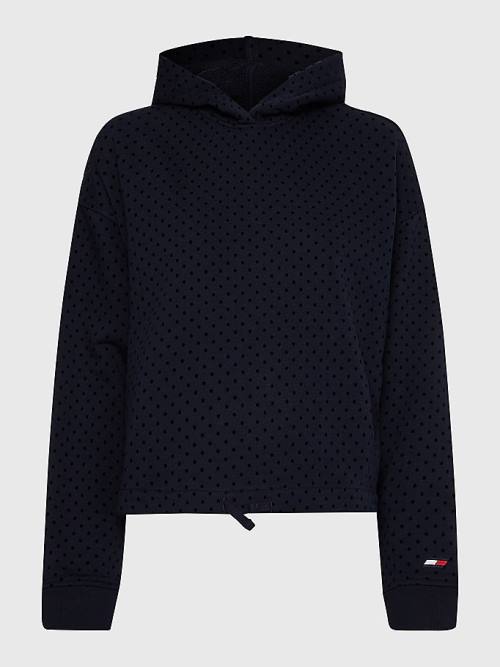 Tommy Hilfiger Sport Flocked Polka-Dot Relaxed Fit Ženske Pulover s kapuco Modra | TH954SVD