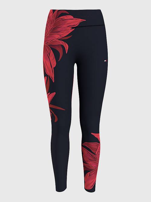 Tommy Hilfiger Sport Floral Print Full Length Ženske Pajkice Modra | TH247UFI