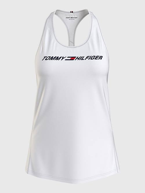 Tommy Hilfiger Sport Graphic Racerback Tank Top Ženske Majice Bela | TH593LZQ