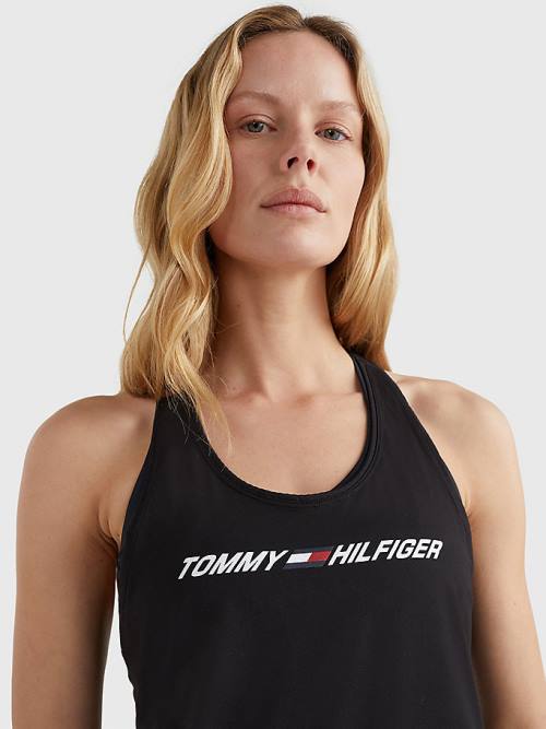 Tommy Hilfiger Sport Graphic Racerback Tank Top Ženske Majice Črna | TH714KYW