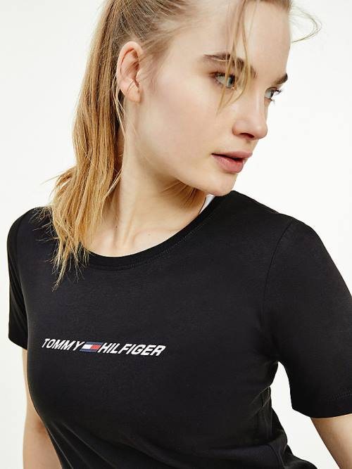 Tommy Hilfiger Sport Graphic Ženske Majice Črna | TH614DOA