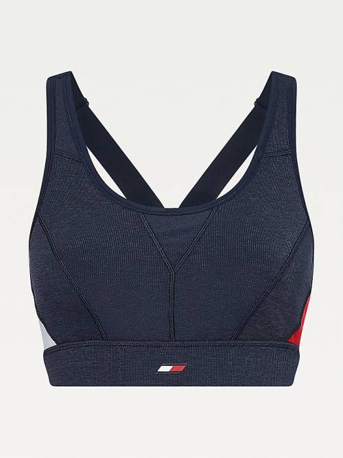 Tommy Hilfiger Sport High Support Colour-Blocked Bra Ženske Spodnje Perilo Modra | TH457DPW