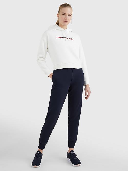 Tommy Hilfiger Sport Logo Relaxed Fit Ženske Pulover s kapuco Bela | TH847MZU