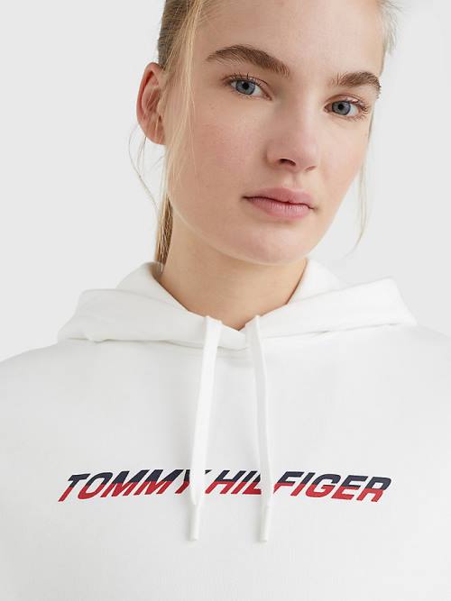 Tommy Hilfiger Sport Logo Relaxed Fit Ženske Pulover s kapuco Bela | TH847MZU