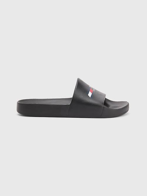 Tommy Hilfiger Sport Logo Slides Moški Sandali Črna | TH179GBN