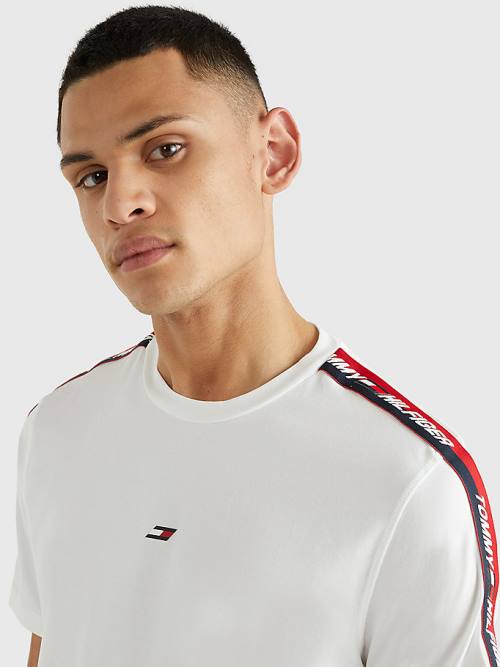 Tommy Hilfiger Sport Logo Tape Moški Majice Bela | TH681QZF