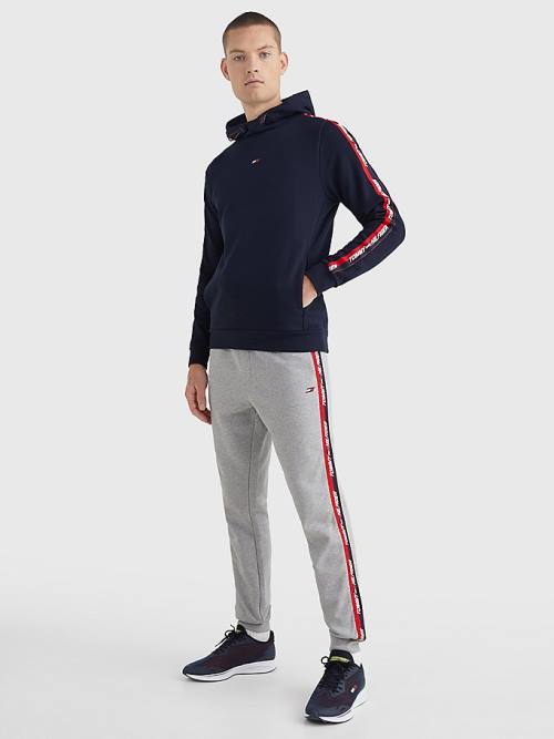 Tommy Hilfiger Sport Logo Tape Moški Pulover s kapuco Modra | TH215VWK