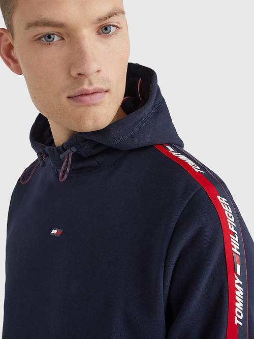 Tommy Hilfiger Sport Logo Tape Moški Pulover s kapuco Modra | TH215VWK