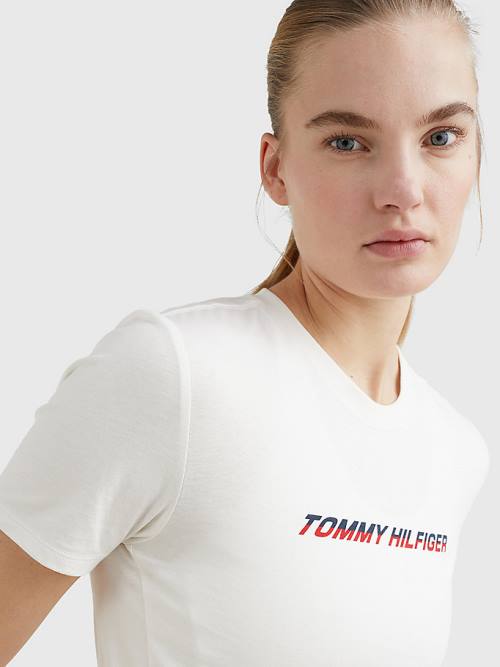 Tommy Hilfiger Sport Logo Ženske Majice Bela | TH315QJE