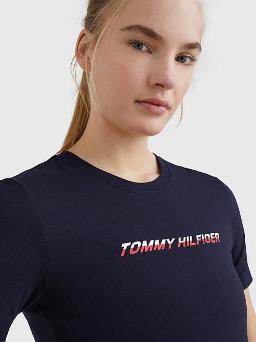 Tommy Hilfiger Sport Logo Ženske Majice Modra | TH674OYA