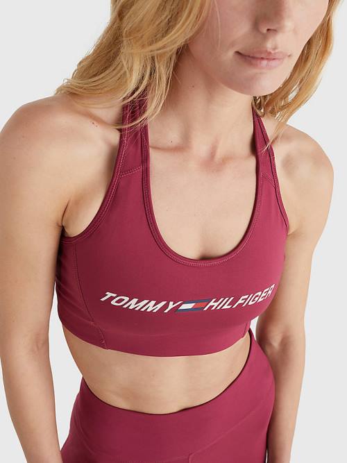 Tommy Hilfiger Sport Medium Support Logo Bra Ženske Spodnje Perilo Rdeča | TH726VTR