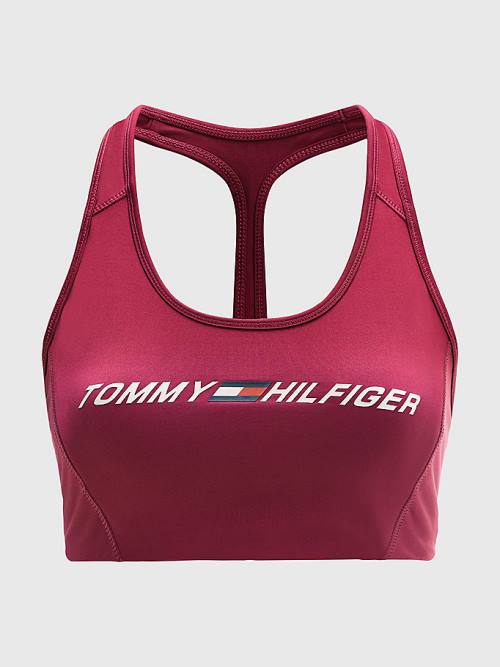 Tommy Hilfiger Sport Medium Support Logo Bra Ženske Spodnje Perilo Rdeča | TH726VTR