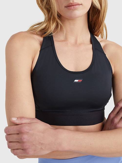 Tommy Hilfiger Sport Medium Support Racerback Bra Ženske Spodnje Perilo Črna | TH243VCO