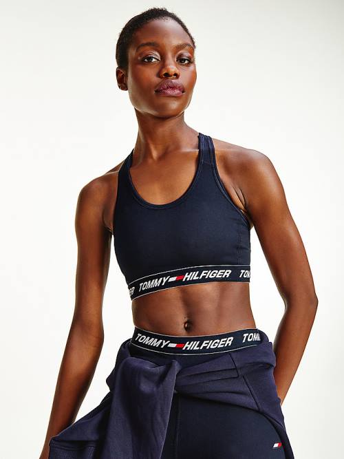 Tommy Hilfiger Sport Medium Support Tape Bra Ženske Spodnje Perilo Modra | TH812ZKL