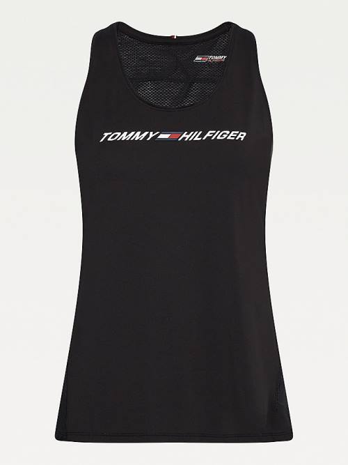 Tommy Hilfiger Sport Mesh Back Tank Top Ženske Majice Črna | TH196NBC