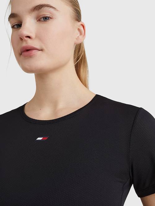 Tommy Hilfiger Sport Mesh Flag Ženske Majice Črna | TH675KQT