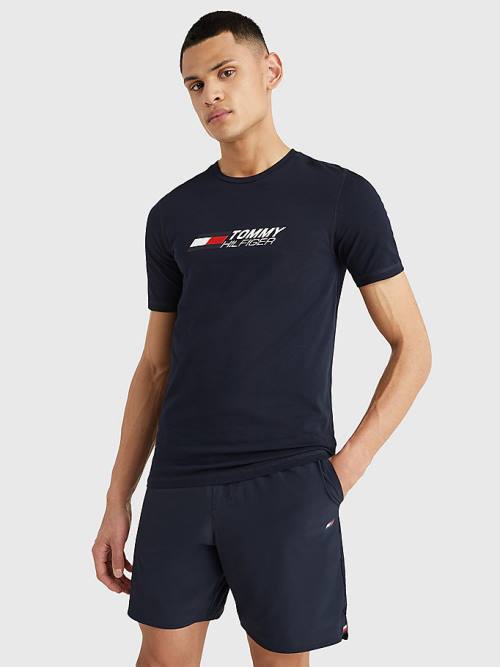 Tommy Hilfiger Sport Organic Cotton Logo Moški Majice Modra | TH458OFZ