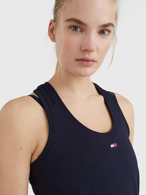 Tommy Hilfiger Sport Organic Cotton Tank Top Ženske Majice Modra | TH586ICO