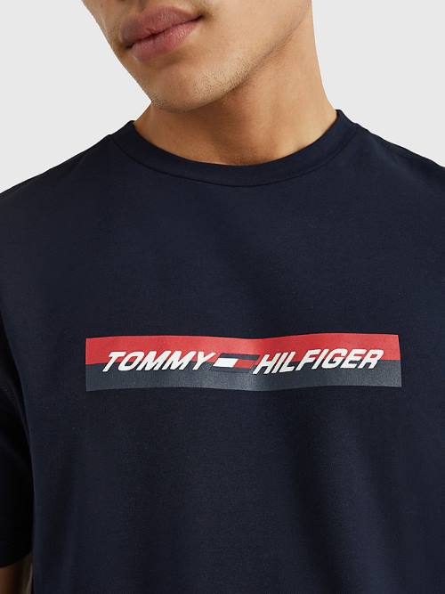 Tommy Hilfiger Sport Organic Jersey Moški Majice Modra | TH903MNE