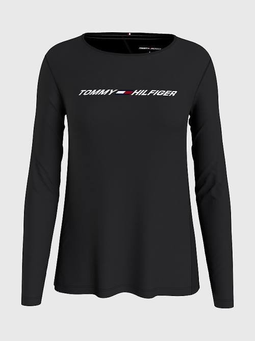 Tommy Hilfiger Sport Performance Graphic Long Sleeve Ženske Majice Črna | TH041QMI