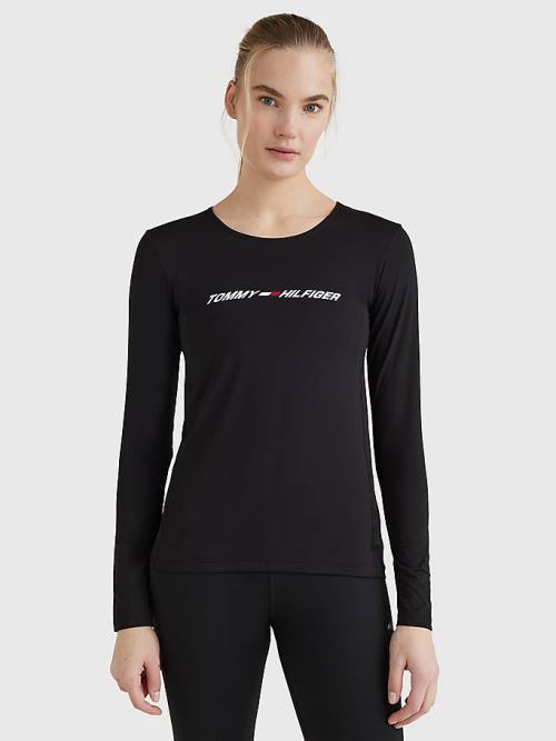 Tommy Hilfiger Sport Performance Graphic Long Sleeve Ženske Majice Črna | TH041QMI