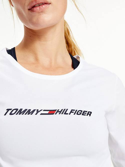 Tommy Hilfiger Sport Performance Graphic Long Sleeve Ženske Majice Bela | TH756IRY