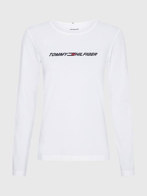 Tommy Hilfiger Sport Performance Graphic Long Sleeve Ženske Majice Bela | TH756IRY