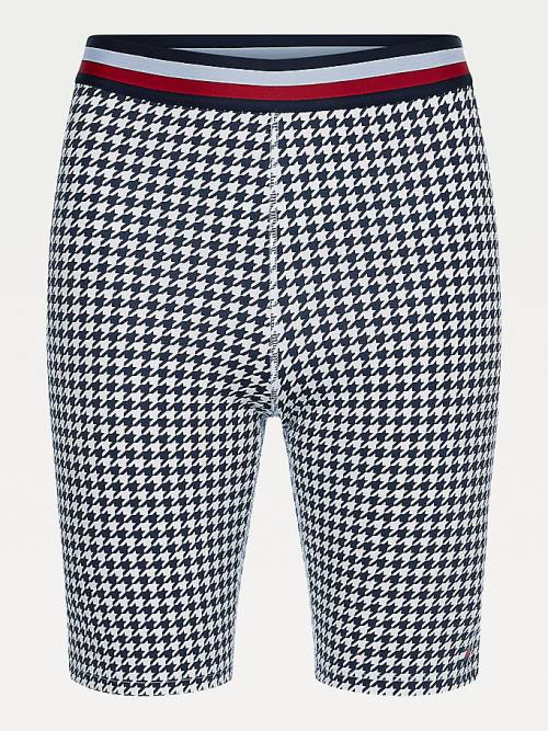 Tommy Hilfiger Sport Signature Houndstooth Check Ženske Kratke Hlače Črna | TH569UNX