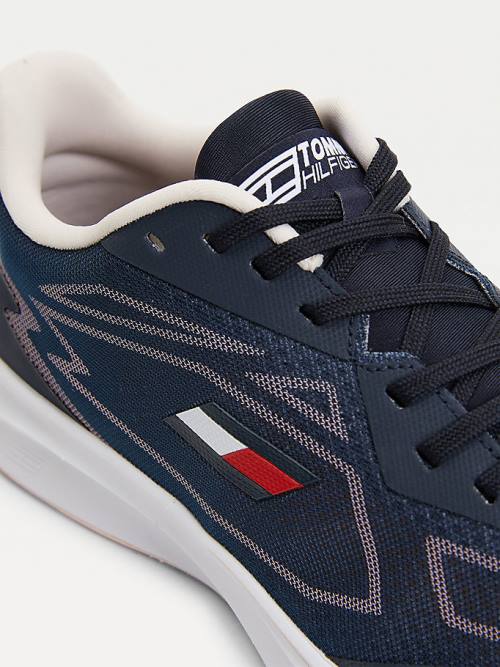 Tommy Hilfiger Sport Sleek Mixed Texture Ženske Superge Modra | TH364EGC