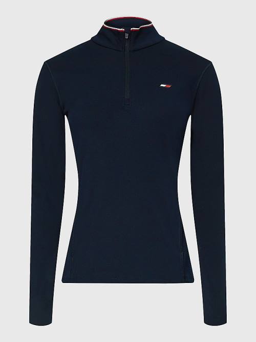 Tommy Hilfiger Sport Slim Fit Half-Zip Top Ženske Majice Modra | TH768SYG