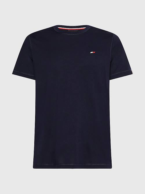 Tommy Hilfiger Sport Slim Fit Logo Training Moški Majice Modra | TH345FLT