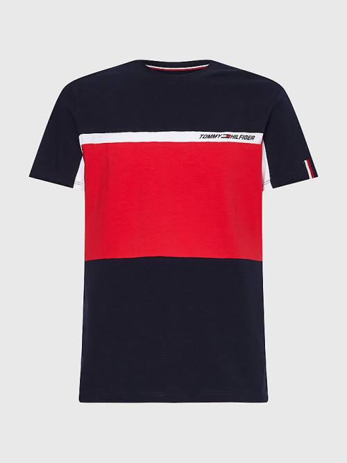 Tommy Hilfiger Sport TH Cool Colour-Blocked Moški Majice Modra | TH429PHC