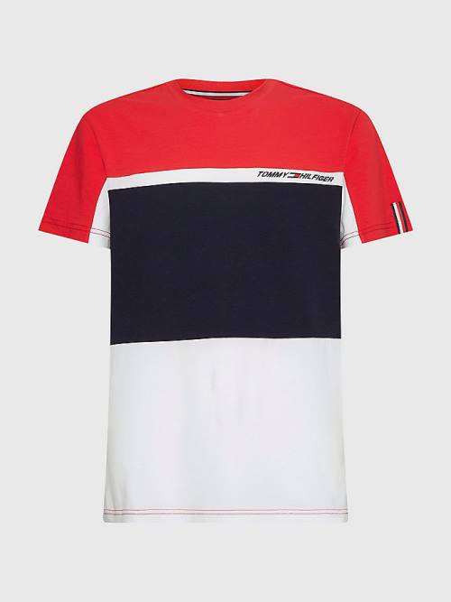 Tommy Hilfiger Sport TH Cool Colour-Blocked Moški Majice Bela | TH604GOD