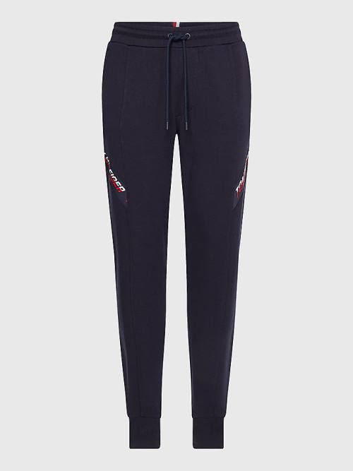 Tommy Hilfiger Sport TH Cool Tape Joggers Moški Hlače Modra | TH815WCL