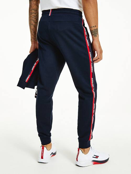 Tommy Hilfiger Sport Tape Joggers Moški Hlače Modra | TH056WTO