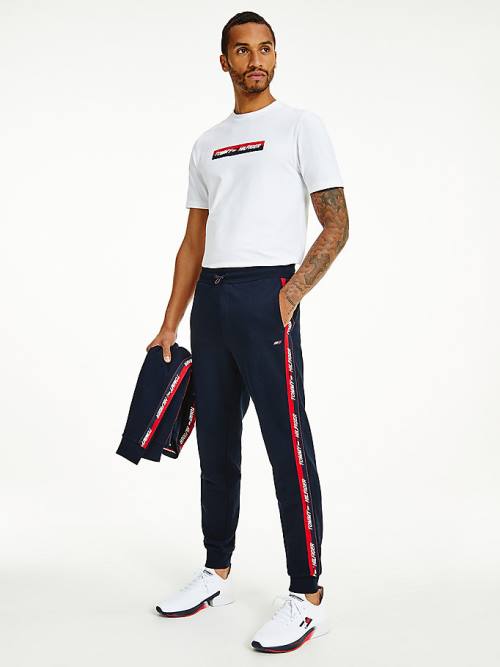 Tommy Hilfiger Sport Tape Joggers Moški Hlače Modra | TH056WTO