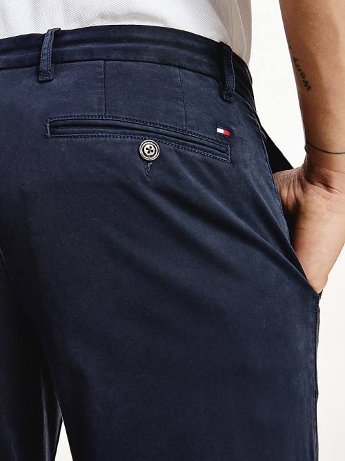 Tommy Hilfiger Stretch Cotton Chinos Moški Hlače Modra | TH652QNY