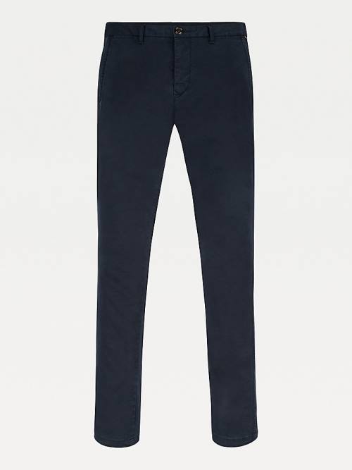 Tommy Hilfiger Stretch Cotton Chinos Moški Hlače Modra | TH652QNY