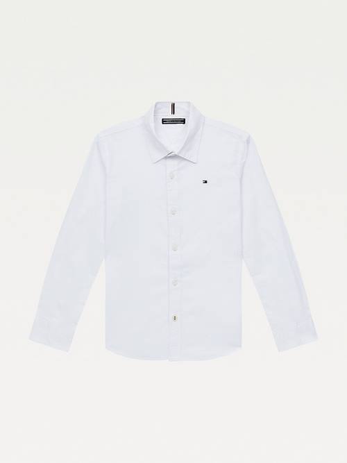 Tommy Hilfiger Stretch Cotton Poplin Fantje Srajce Bela | TH264YKQ