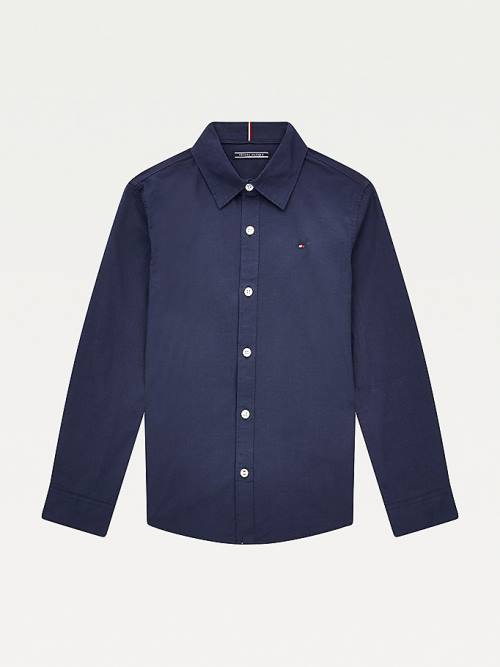 Tommy Hilfiger Stretch Cotton Poplin Fantje Srajce Modra | TH821AQX