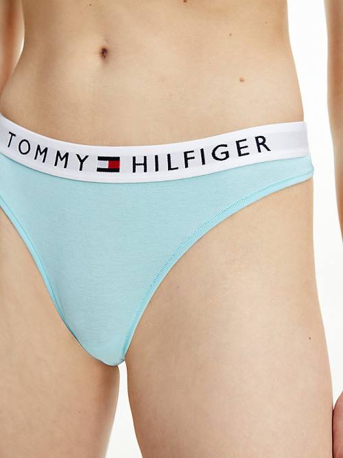 Tommy Hilfiger Stretch Cotton Thong Ženske Spodnje Perilo Modra | TH236STR