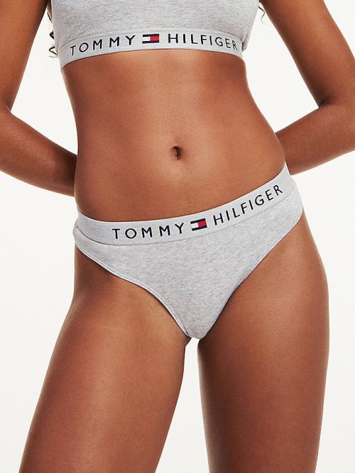 Tommy Hilfiger Stretch Cotton Thong Ženske Spodnje Perilo Siva | TH412DRK