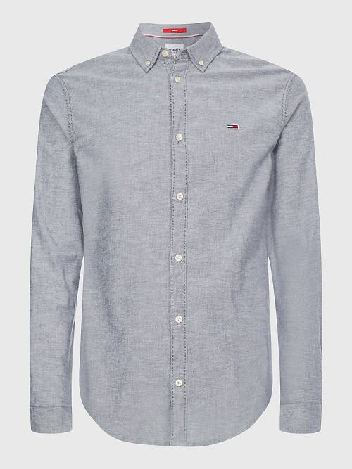 Tommy Hilfiger Stretch Organic Cotton Oxford Moški Srajce Črna | TH516SGU