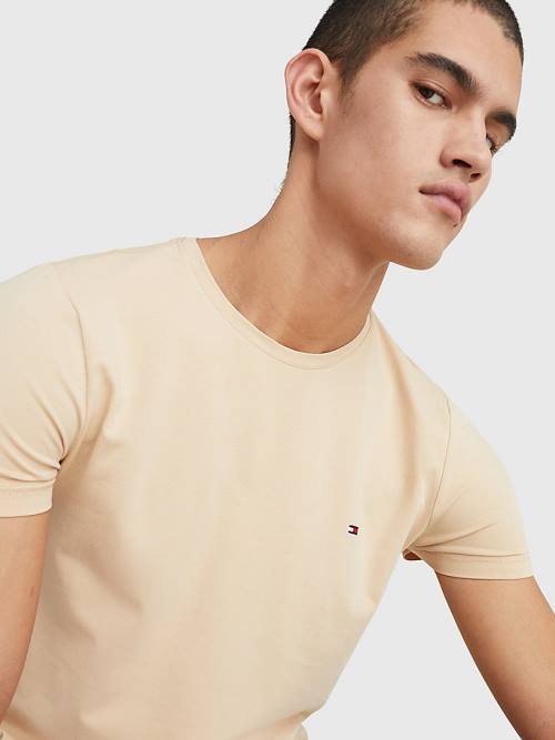 Tommy Hilfiger Stretch Organic Cotton Slim Fit Moški Majice Bež | TH087LKW