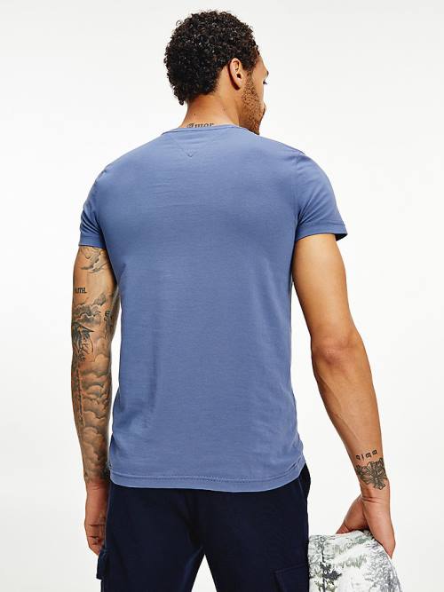 Tommy Hilfiger Stretch Organic Cotton Slim Fit Moški Majice Modra | TH183LUH