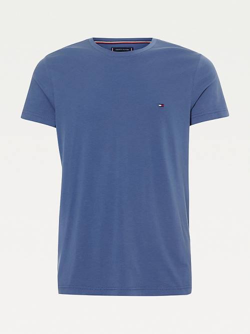 Tommy Hilfiger Stretch Organic Cotton Slim Fit Moški Majice Modra | TH183LUH