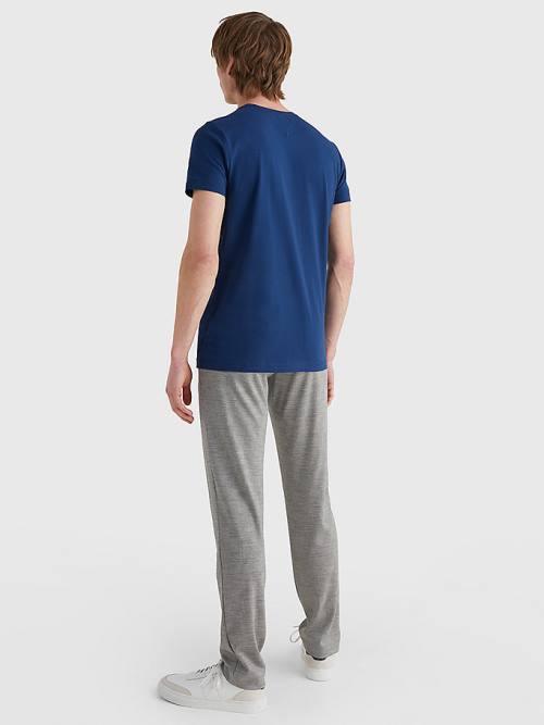 Tommy Hilfiger Stretch Organic Cotton Slim Fit Moški Majice Modra | TH613MDT