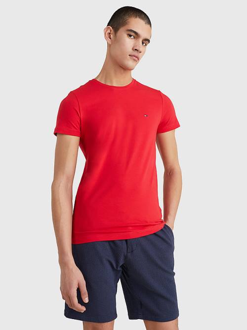 Tommy Hilfiger Stretch Organic Cotton Slim Fit Moški Majice Rdeča | TH937THO