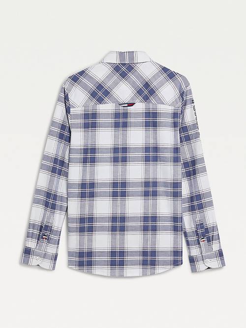 Tommy Hilfiger Stretch Oxford Cotton Check Fantje Srajce Modra | TH049RTU