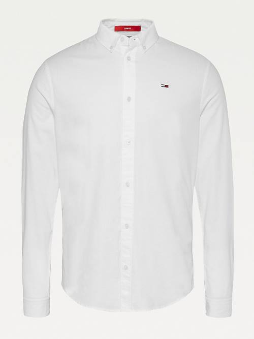 Tommy Hilfiger Stretch Oxford Cotton Slim Fit Moški Srajce Bela | TH518KXI